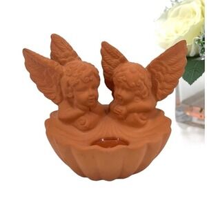 Terra Cotta Angel Cherub Tea light Candle Holder Wall Sconce PartyLite